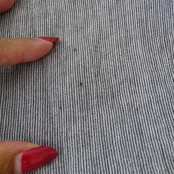 Ellison Stripe Button-Up Cropped Top Black/Blue Women Size S Short Sleeve FLAW - Picture 10 of 11